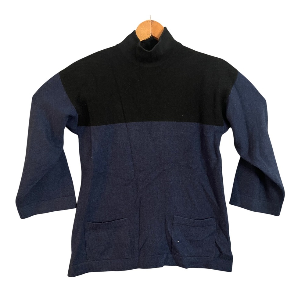 Johnstons of Elgin 100% Cashmere Mock Neck Colorblock Sweater XS Scotland